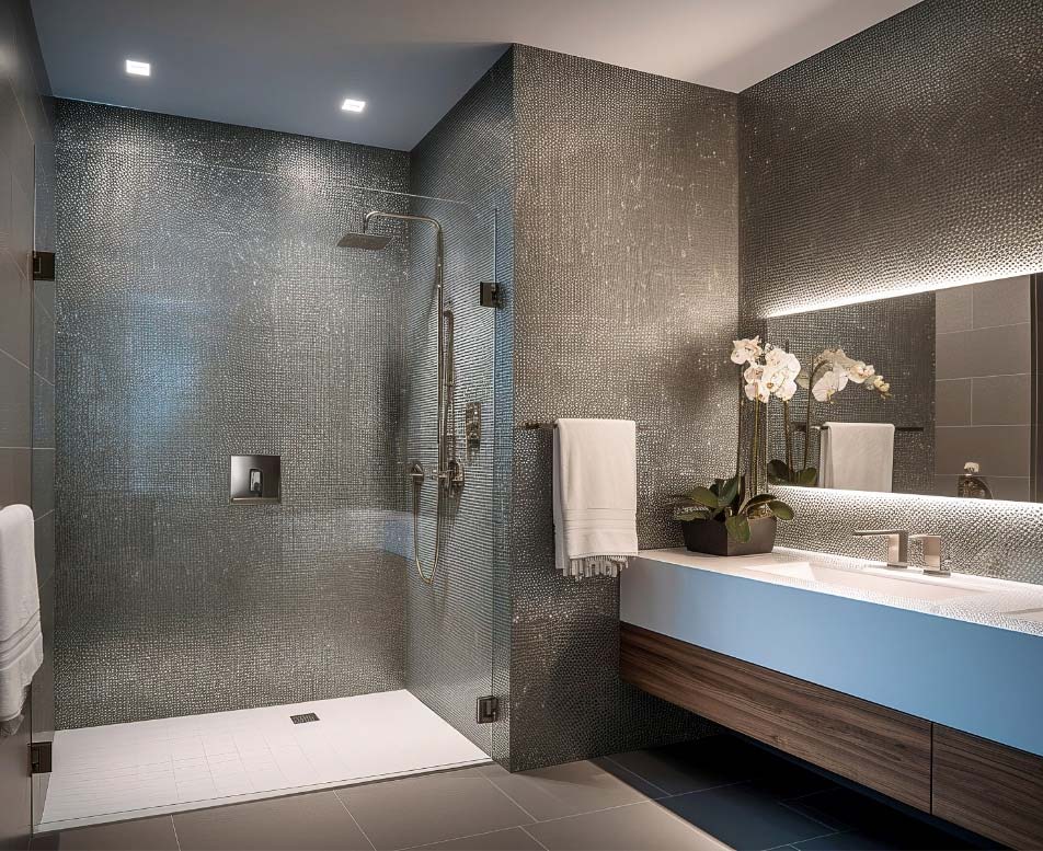 Metallic bathroom remodel