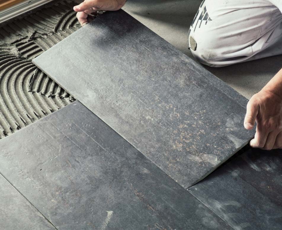 Laying tile for a bathroom remodel