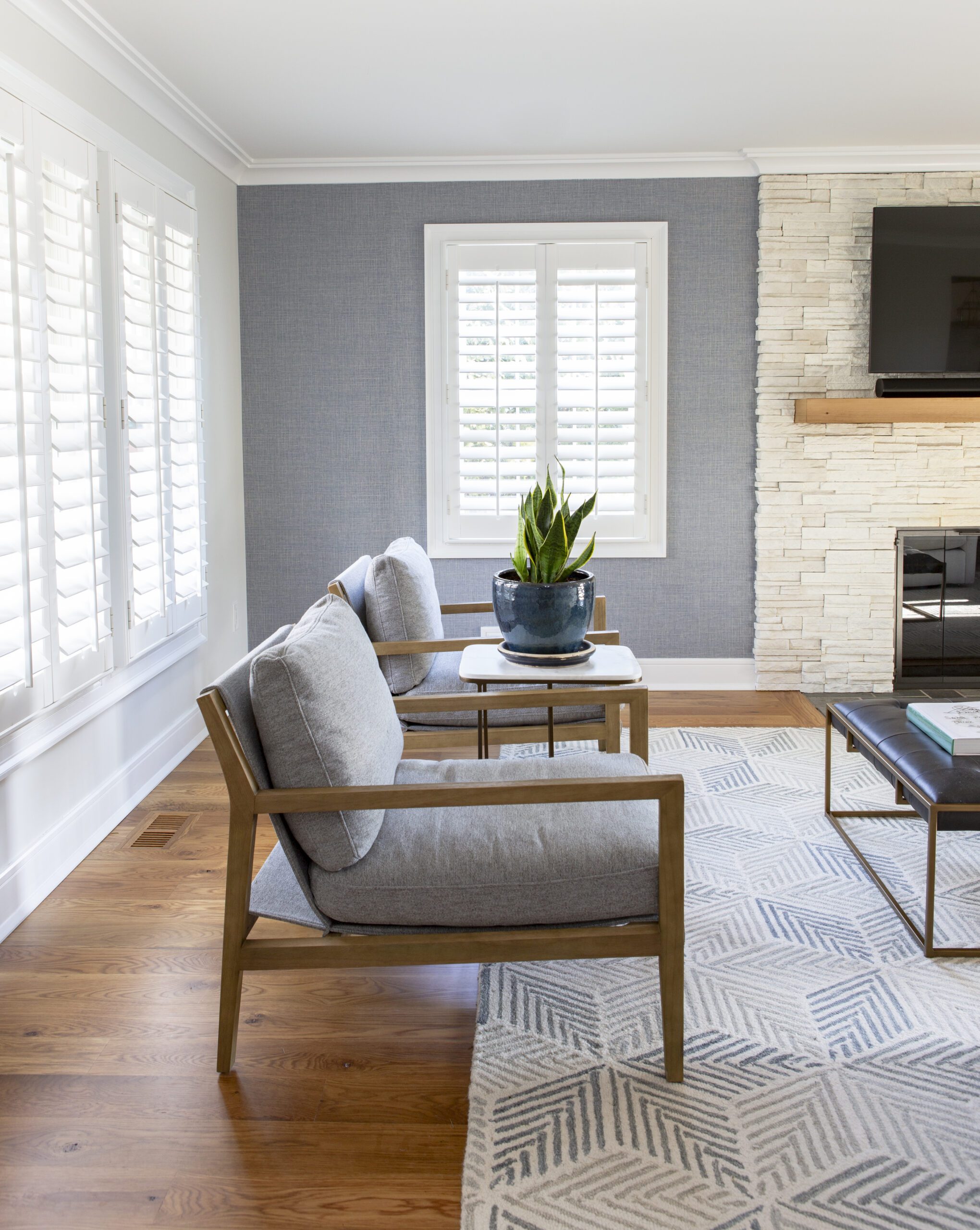Home Addition Sitting Area with warm tones and natural materials