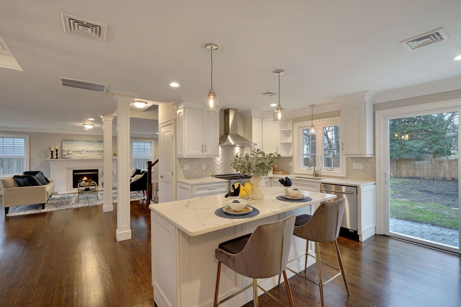 Kitchen remodel with marble island on Sunset Ave, Point Pleasant NJ by C Mac Contracting